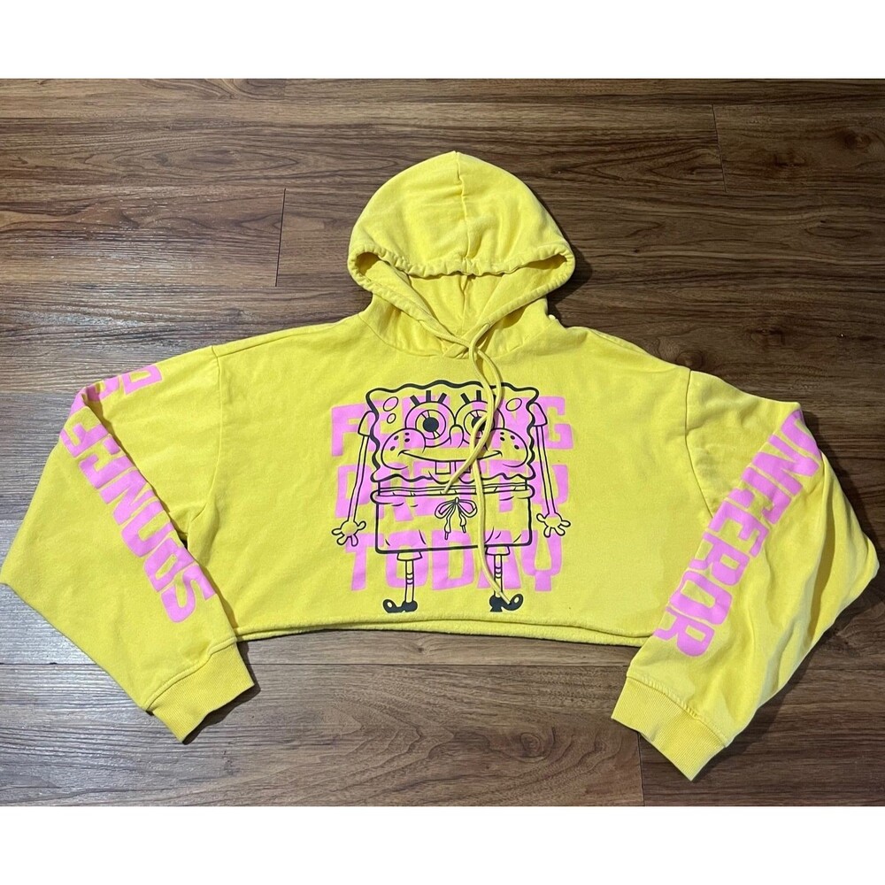 Nickelodeon Spongebob Squarepants Feeling Pretty Today Cropped Hoodie Womens L